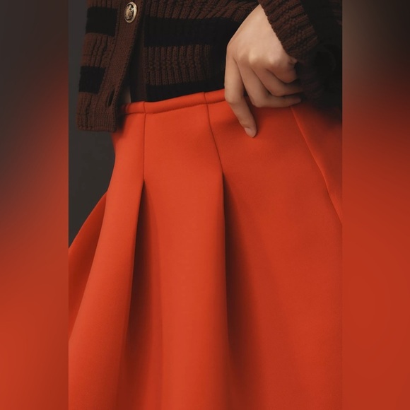 NWT! Maeve by Anthropologie Pleated Pull-On Scuba Mini Skirt - Cherry Red - XL 🏀 - Picture 4 of 7